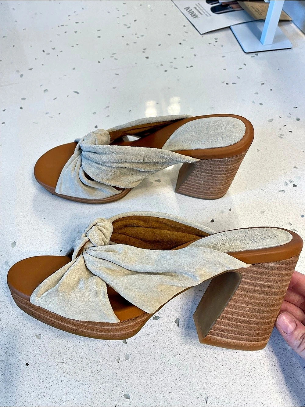 NEW Kork-Ease Haya Slide Sandal Leather Heels Brown & Cream US 8M